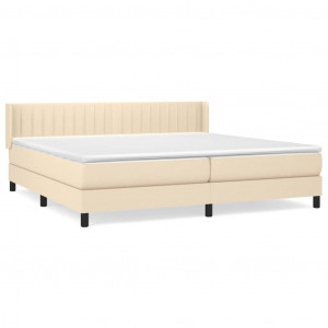 Cama box spring con colchón tela color crema 200x200 cm H