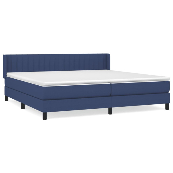 Cama box spring con colchón tela azul 200x200 cm M 2