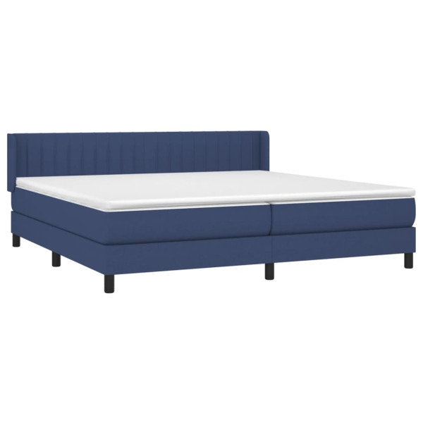 Cama com molas/colchão 200x200 cm tecido azul M 3