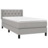 Cama box spring con colchón tela gris claro 80x200 cm 3
