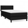 Cama box spring con colchón tela negro 80x200 cm 2