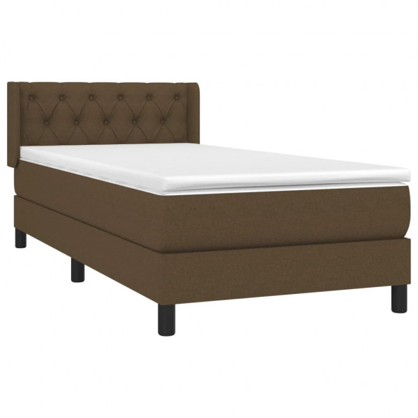 Cama box spring con colchón tela marrón oscuro 80x200 cm M 3