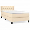 Cama box spring con colchón tela color crema 80x200 cm 2