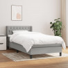 Cama box spring con colchón tela gris claro 90x200 cm 1