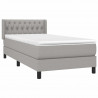 Cama box spring con colchón tela gris claro 90x200 cm 3