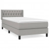 Cama box spring con colchón tela gris claro 100x200 cm 2