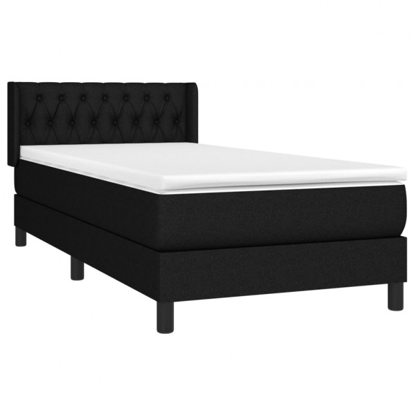 Cama box spring con colchón tela negro 100x200 cm M 3