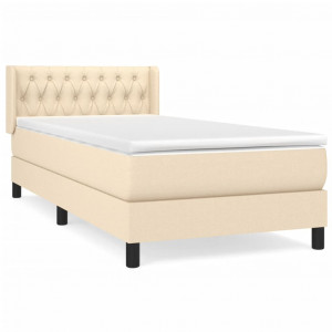 Cama box spring con colchón tela color crema 100x200 cm H