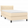 Cama box spring con colchón tela color crema 100x200 cm 2