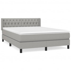 Cama box spring con colchón tela gris claro 140x190 cm H