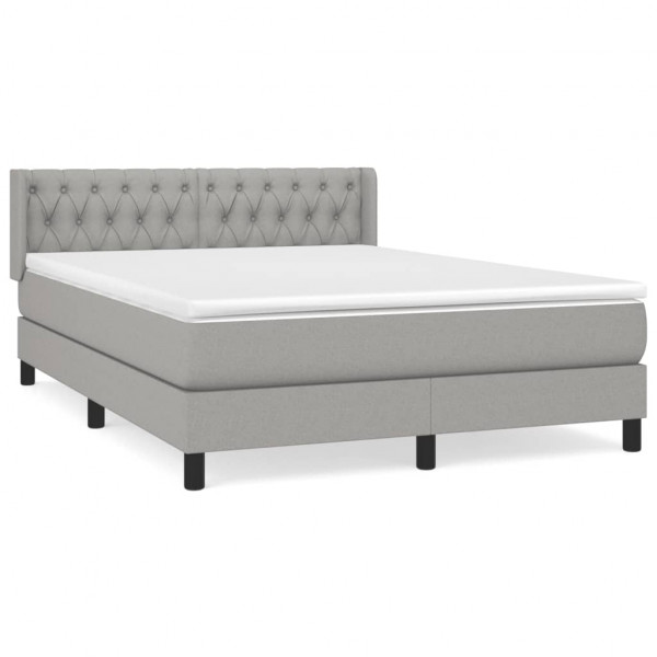 Cama box spring con colchón tela gris claro 140x190 cm M 2