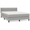 Cama box spring con colchón tela gris claro 140x190 cm 2