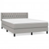 Cama box spring con colchón tela gris claro 140x200 cm 2