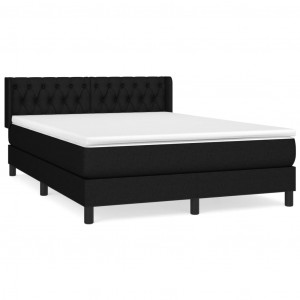 Cama box spring con colchón tela negro 140x200 cm H