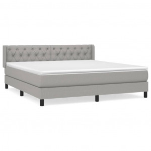 Cama box spring con colchón tela gris claro 160x200 cm H