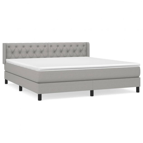 Cama box spring con colchón tela gris claro 160x200 cm M 3