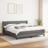 Cama box spring con colchón tela gris oscuro 160x200 cm 1