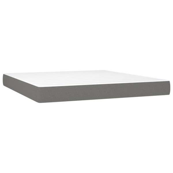 Cama box spring con colchón tela gris oscuro 160x200 cm M 5