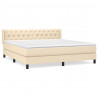 Cama box spring con colchón tela color crema 160x200 cm 2