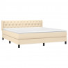 Cama box spring con colchón tela color crema 160x200 cm 3