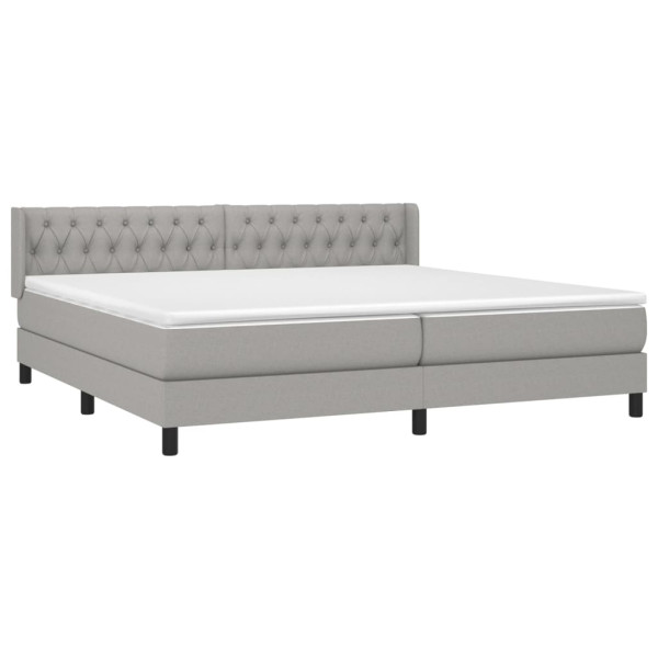 Cama com molas/colchão 200x200 cm tecido cinza-claro M 3