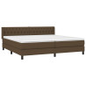 Cama box spring con colchón tela marrón oscuro 200x200 cm 3