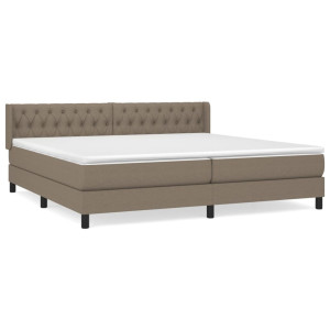 Cama box spring con colchón tela gris taupe 200x200 cm H