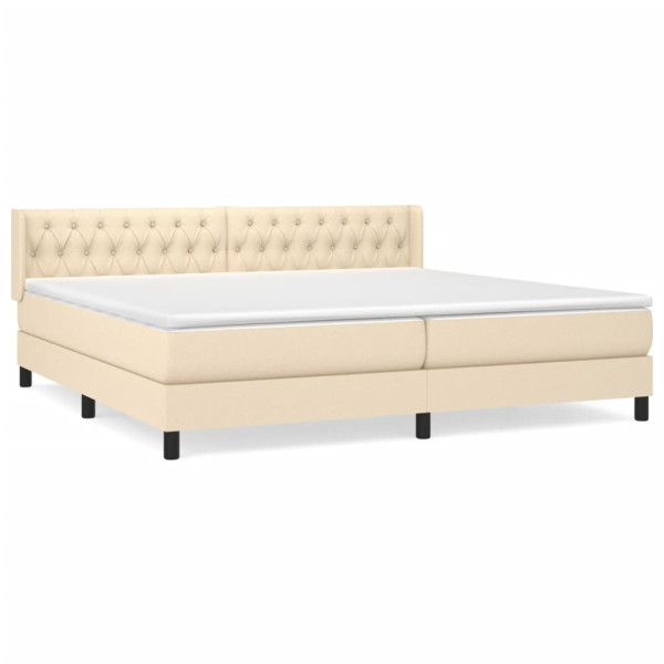 Cama com molas/colchão 200x200 cm tecido cor creme M 2