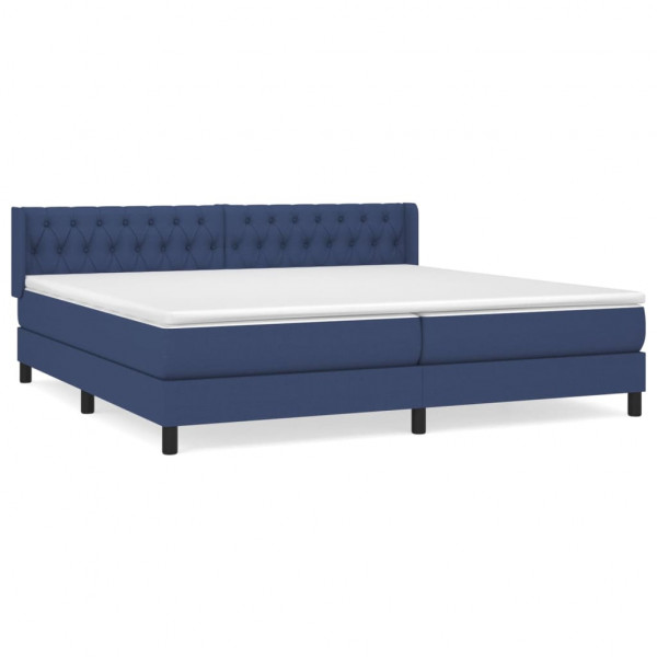 Cama com molas/colchão 200x200 cm tecido azul M 2