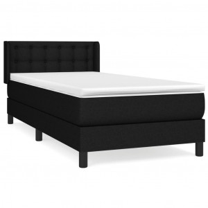 Cama box spring con colchón tela negro 80x200 cm H