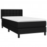 Cama box spring con colchón tela negro 80x200 cm 3
