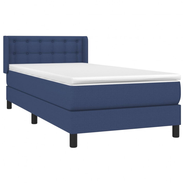 Cama box spring con colchón tela azul 80x200 cm M 3