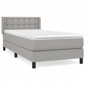 Cama box spring con colchón tela gris claro 90x200 cm H