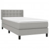 Cama box spring con colchón tela gris claro 90x200 cm 3