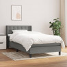 Cama box spring con colchón tela gris oscuro 90x200 cm 1