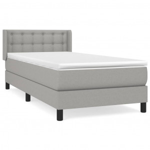 Cama box spring con colchón tela gris claro 100x200 cm H