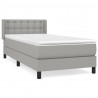 Cama box spring con colchón tela gris claro 100x200 cm 2