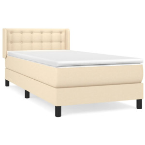 Cama box spring con colchón tela color crema 100x200 cm H