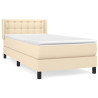 Cama box spring con colchón tela color crema 100x200 cm 2