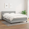 Cama box spring con colchón tela gris claro 140x190 cm 1