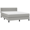 Cama box spring con colchón tela gris claro 140x190 cm 3