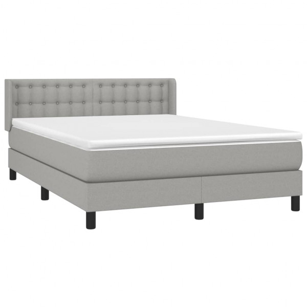 Cama box spring con colchón tela gris claro 140x200 cm M 3
