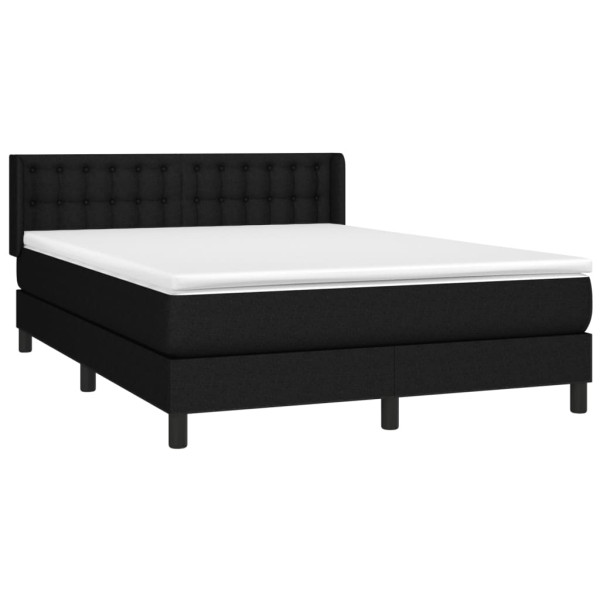 Cama box spring con colchón tela negro 140x200 cm M 3
