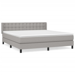 Cama box spring con colchón tela gris claro 160x200 cm H
