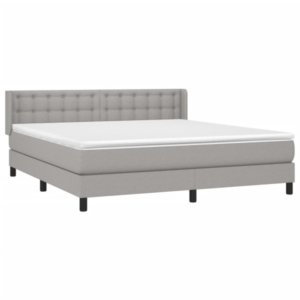 Cama box spring con colchón tela gris claro 160x200 cm M 3