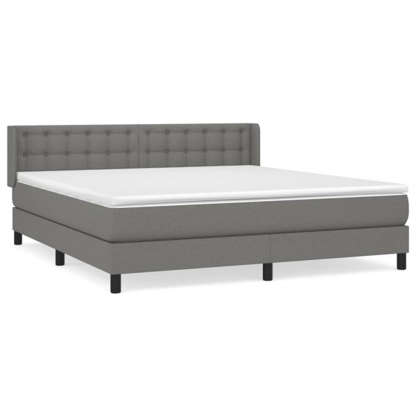 Cama box spring con colchón tela gris oscuro 160x200 cm M 2