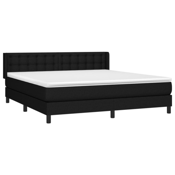 Cama box spring con colchón tela negro 160x200 cm M 3