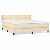 Cama box spring con colchón tela color crema 160x200 cm 2