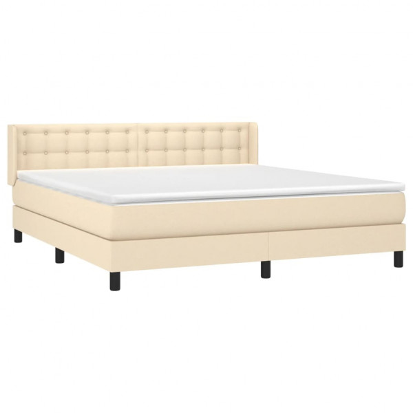 Cama com molas/colchão 160x200 cm tecido cor creme M 3