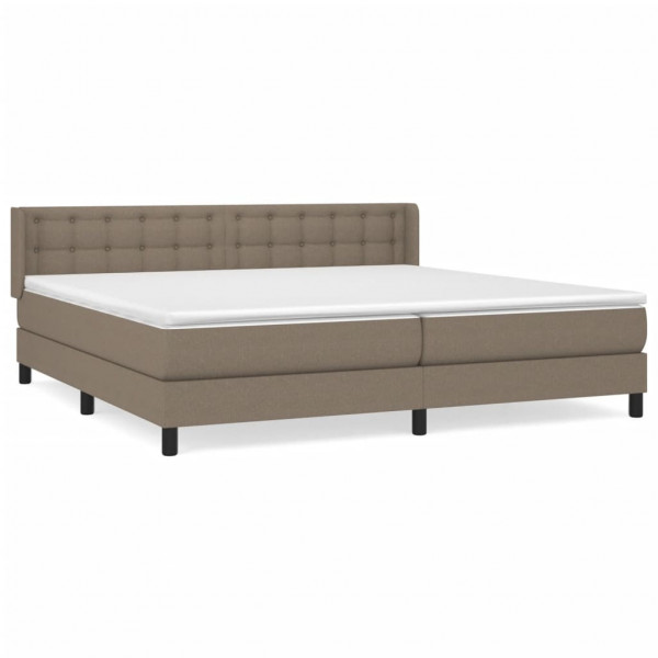 Cama box spring con colchón tela gris taupe 200x200 cm M 2